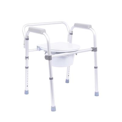 China Aluminum Alloy Aluminum Frame For Handicap Foldable Commode Chair With Armrest for sale