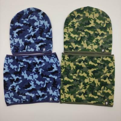 China COMMON Baby Kids Boys Baby Knitted Hat And Scarf Snood Set Winter Size Quality Camouflage for sale