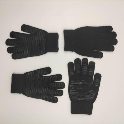 China Fashion Comfortable Black Adult Man\woman Gloves Acrylic Knitted Print Mittens Touch Screen Rubber Gloves for sale