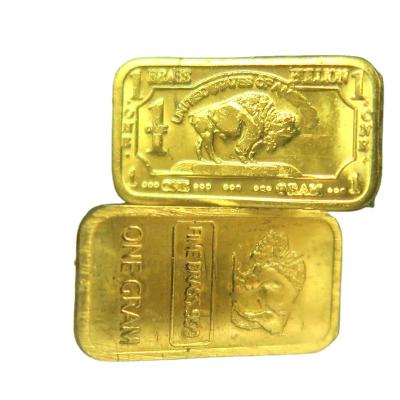 China Europe Brass Products 1 gram .999 Fine Brass Buffalo Bullion Bar, Buffalo Both Sides A108 for sale