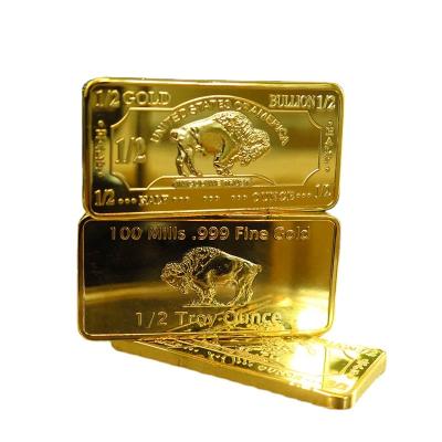 China Europe Drop Shipping Old Gold Sale Coins 1/2 Oz Brass Buffalo Bar For Sale C27 for sale