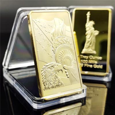 China Europe 1 Troy Ounce 100 Mills .999 Fine Gold Plated American Eagle Statue Of Liberty Bullion Bar for sale