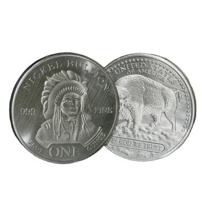 China Europe Nickel Products 1 Ounce 999 Pure Nickel Buffalo Good Indian Round Bullion A71 Coin for sale