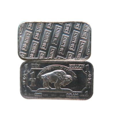 China Europe Fast Delivery 1 Gram .999 Tin Buffalo Bullion Bar For Sale Tin Bullion Fine 99.9 A105 for sale