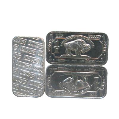 China New 2022 Europe Style Wholesale 999 Fine Custom 1 Gram Tin Bullion Bullion Buffalo Bar Challenge Coin for sale