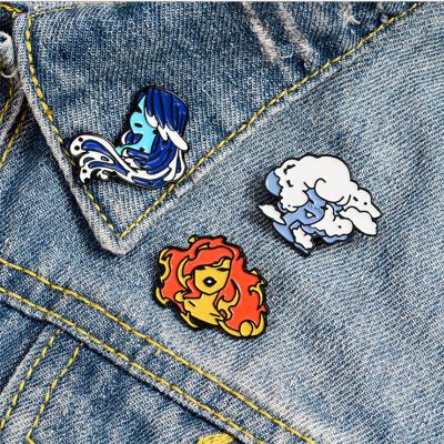 China China Manufacturers Fun Nature Element Beautiful Girl Fashionable Metal Lapel Gold Hard Enamel Pin AY045 for sale