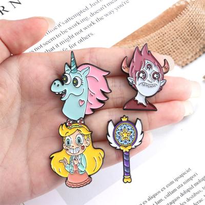 China ALLOY Cute Lapel Pins Sports Badge Fairy Tale City Alloy Brooch Glitter Enamel Pin AY059 for sale