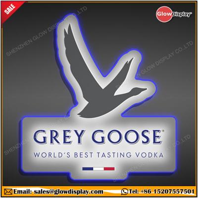 China GlowDisplay Gray Goose Vodka Light Box LED Wall Mounted Brand Logo Sign for sale