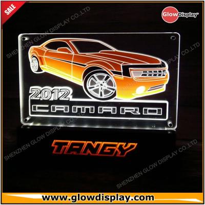 China GlowDisplay Wall Mounted Laser Engraved Acrylic Edge Lit LED Sign Base for sale