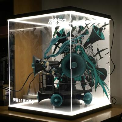 China Clear Acrylic Assembly Dust Proof Box GSC Love Is War Worm. DX Scale Figure Display Case With Double Led Light Base GDDC9002 for sale