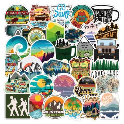 China 50pcs Outdoor Waterproof Adventure Stickers For Travel Notebook Diary Motorcycle Bicycle Phone Diy Camping Sticker Vinyl for sale