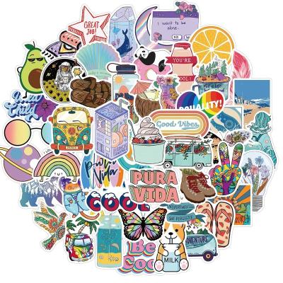 China 50Pcs Sticker Summer Vsco Girl Decorative Stickers For Notebook Fridge Laptop Skateboard Luggage Waterproof Sticker for sale