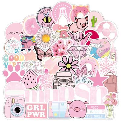 China Waterproof+Eco-friendly 100Pcs Amazon Vsco Creative Cool Pink Girl Sticker For Computer Waterproof Phone Die Cut Stickers for sale