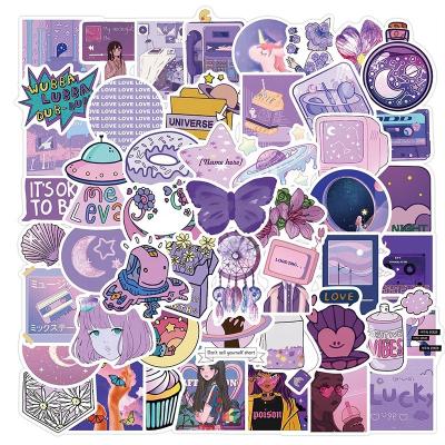 China Waterproof+Eco-friendly 50Pcs Lovely Cute Cartoon Girl Purple Vsco Graffiti Sticker For Girls Home Decoration Bottle Guitar Vinyl Stickers for sale