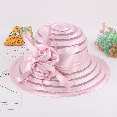 China Plush Organza Church Wedding Hats Women Party Hat For Elegant Sinamay Knot Good Quality Baby And Bridal Fascinators Satin Hat for sale