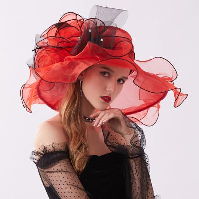 China Wholesale Cheap Plush Satin Church Fascinators in Women Wedding Ladies Church Formal and Flat Top Leather Bridal Lady Organza Hats for sale