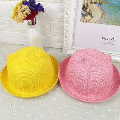 China Wholesale Fashional 2022 Baby Girls Kids Straw Hat Lace Wide Brim Kids Panama Custom For Sun Folding Bucket Summer Beach for sale