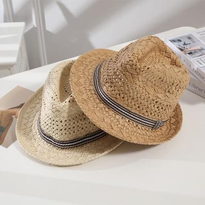 China Fashional Kids Beach Straw Hats Trendy Girls Boys Summer Travel Skimming Straw Hat Seaside Sun Hats Kids Cowboy Sun Hat for sale