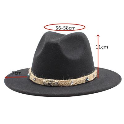 China Fashional Fedora Hats For Women Cowboy Felt Wide Brim Jazz Cap Sombreros Para Mujeres Gorra Ladies StageHolidsy Western Party Fashion for sale