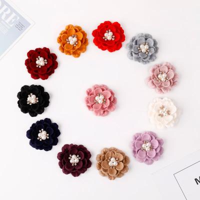 China Fashional Camellia Home Made Flowers Brooch Garland DIY Fabric Decorative Flower Felt Opp Bag Handmade Fabric Kids Artificial Flower for sale