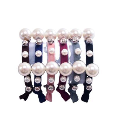 China Fashional Pearl Hair Tie Knotted Hair Tie Candy Color Pearl Hair Tie for sale