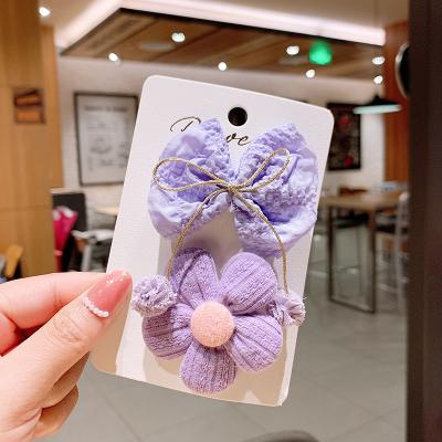 China Fashional 2021 New 2 Piece Hairpin Set Korean Baby Hair Accessories Bow Hairpin Baby Side Clip Headdress for sale