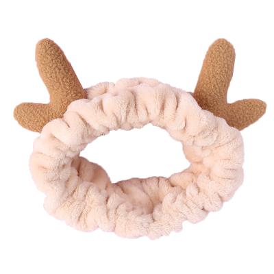 China Fashional Coral Fleece Soft Elastic Hairbands Deer Ears SPA Bath Shower Make Up Wash Face Headband Hair Band Girls Hair Accessories for sale