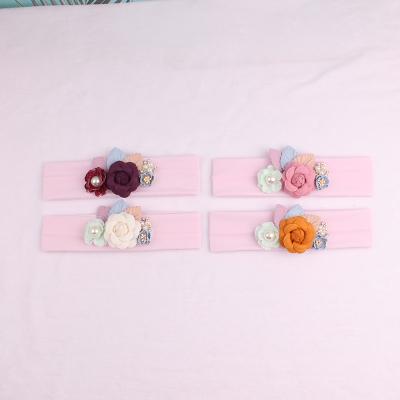 China Fashional Soft Nylon Hair Band For Kids Baby Girl Flower Baby Hair Band The Lovely Newborn Super Elastic Hair Band for sale