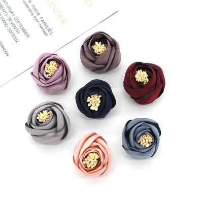 China Fashional 2.8cmWholesale Korean Satin Chiffon Fashion Brooch Cloth Brooch Flowers for sale