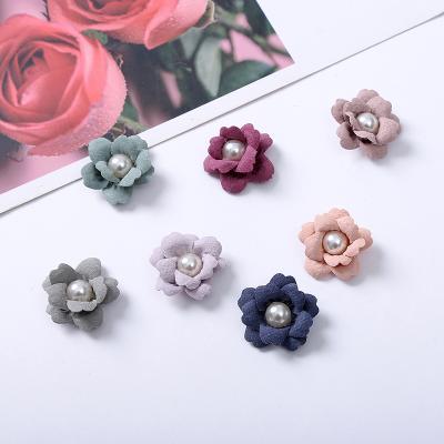 China Fashional Brooch Flower Sales Cloth Hand Stock Crystal High Grade Fashion Pu Leather 2cm Opp Bag Artificial Flower Ali Trade Assurance for sale