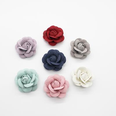 China Fashional Fabric Baby Bag High Quality Flower Leather Decorative Flower 4cm PU Fashion Decorative Camellia for sale