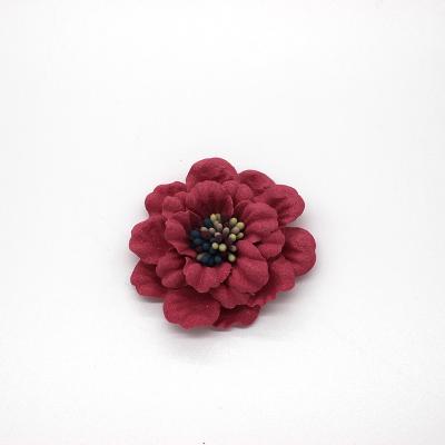 China Fashional 6cm Artificial Flower Baby CHIFFON FLOWER Hairpin Accessories Custom Leather Baby Flower Accessories for sale