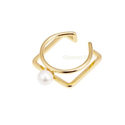 China CLASSIC Ring Natural Pearl Real Gold Genuine Yellow Freshwater Pearl 18k Solid Gold Queen Panla Pure Gold Ring for sale