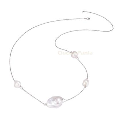 China FASHIONABLE Queen 925 Sterling Silver Freshwater Pearl Necklaces Various Shape Panla Baroque Pearl Necklace For Women for sale