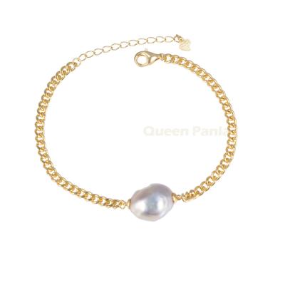 China Vintage Panla Queen Gold Plated Copper Freshwater Pearl Beads Adjustable Bracelet for sale