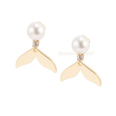 China Free shipping 6-8mm bling bridal pearl earrings products Queen 2021 Panla vintage jewelry pearl earring stud hot white freshwater white for sale