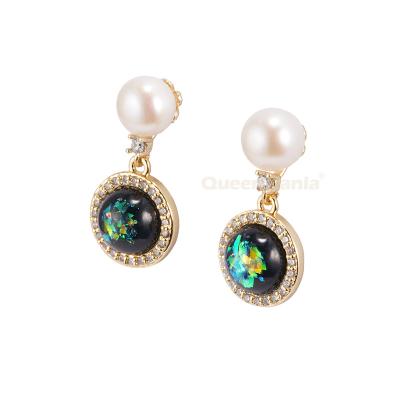 China Other Queen Of Panla Fashion Rhinestone Circle Drop Earrings Big Jewelry Wholesale Fine Crystal Pearl For Women Gold Plated Stud Earrings for sale