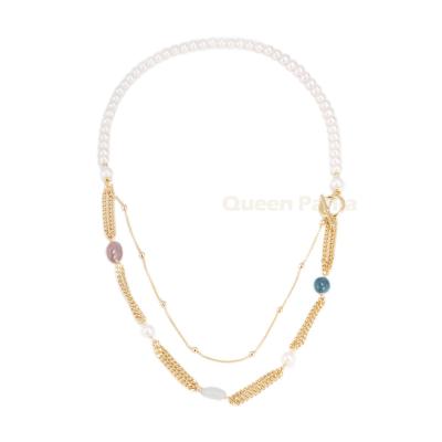 China High Quality Panla Queen Choker Necklace Rice Freshwater Pearl For Women 22 Inch, 6 Mm Beaded Necklaces Wedding Party Engagement WOMEN'S Gift for sale