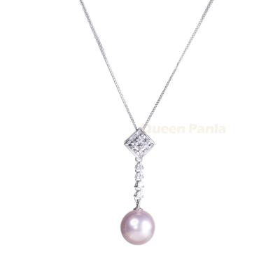 China CLASSIC Elegant Freshwater Pearl Drop Queen 925 Sterling Silver Statement Women JewelryWater Queen Panla Pendant Necklace for sale