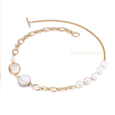 China Trendy Pure Genuine Natural Freshwater Jewelry Alloy Queen Panla Freshwater Pearl Necklace Jewelry for sale