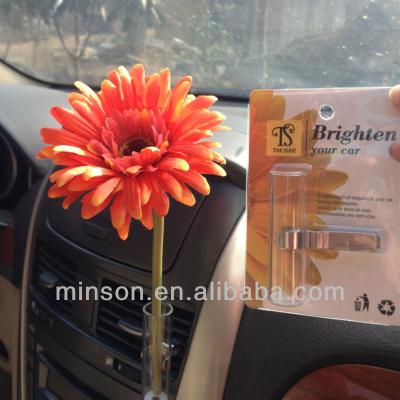 China Decorative and eco-friendly car flower vase for clip on auto vent, universal rotation for sale