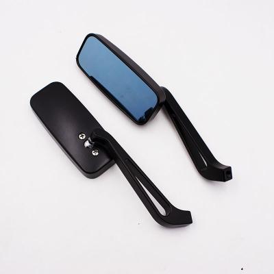 China Left Right Sides Motorcycle Modification Parts Reversing Mirror Diamond Curved Rod Blue Glass Motorcycle Rearview Mirror for sale