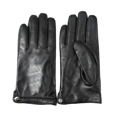 China Winter Comfortable Men Leather Gloves Black Sheepskin Touch Screen Genuine Leather Gloves for sale