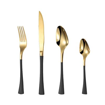 China Stocked high quality 304 (18/10) stainless steel gold cutlery set for sale