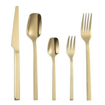 China Stocked High Quality 18 10 Stainless Steel Gold Matte Cutlery Set For Wedding Hotel for sale