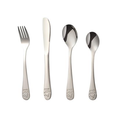 China Stocked High Quality Metal Kids Baby Cutlery Set Luxury Stainless Steel Cutlery Tableware for sale