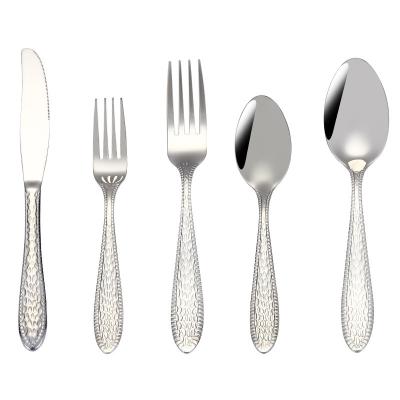 China Luxury Royal Silverware Stocked Fancy Cutlery Set Stainless Steel Gold Wedding Gift Silver Cutlery 5pcs for sale