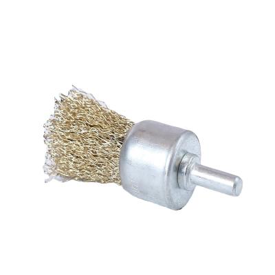 China Automotive Industry /Environmental Industry And More TDF Deburring Wholesale Metal Handle Wire End Brass Crimped Brush For Die Grinder With Shaft for sale