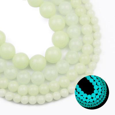 China 6/8/10MM Stone Natural Stone Round Bright Blue Green Beads For Jewelry Making Glow In The Dark Spacers Beads DIY Bracelet Necklace for sale