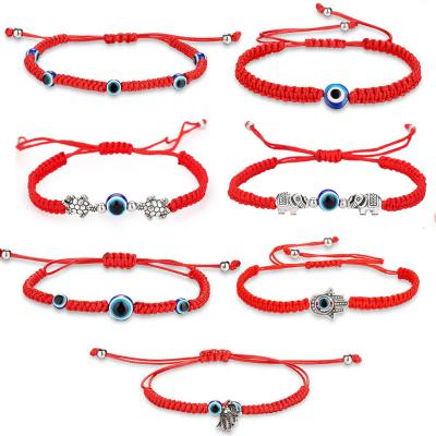 China Women Ethnic Girls Bracelet Lucky Red String Rope Blue Eye Bangle Handmade Woven Evil Eye Birthday Party Jewelry Gift for sale